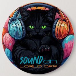 Graffiti Kitty Vibe Button - Schwarz
