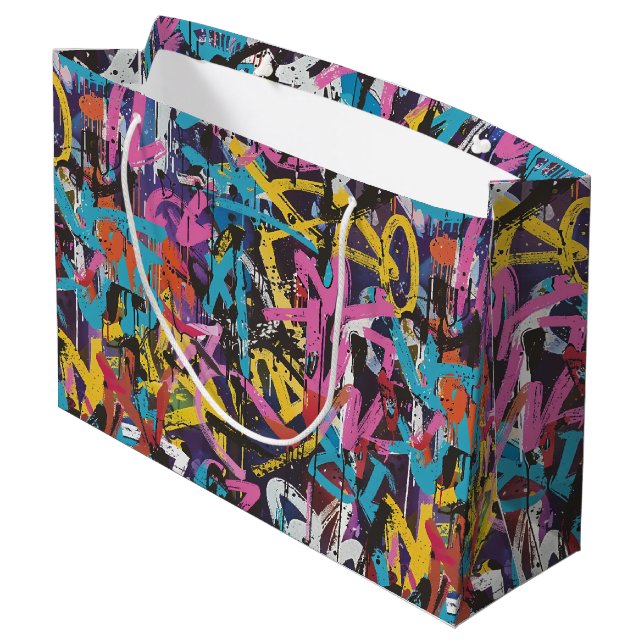 Graffiti-Kunst Große Geschenktüte (Rückseite Schrägansicht)
