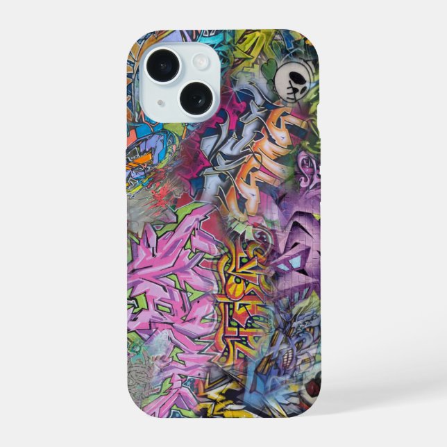 Graffiti-Kunst iPhone 15 Hülle (Rückseite)