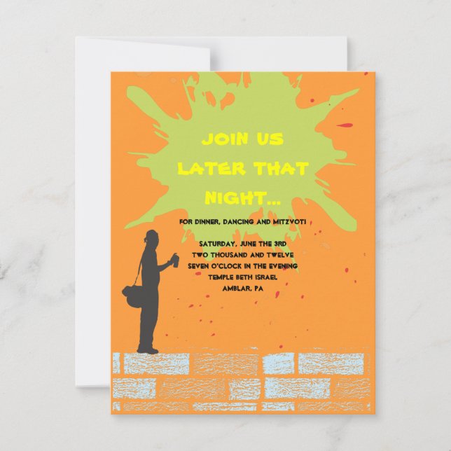 Graffiti Künstler Bar Bat Mitzvah Einladung Party- (Vorderseite)