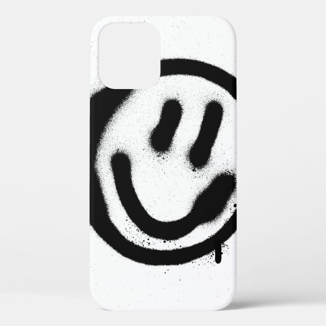 Graffiti lächelnd Gesicht Emoticon in schwarz auf  Case-Mate iPhone Hülle (Rückseite)