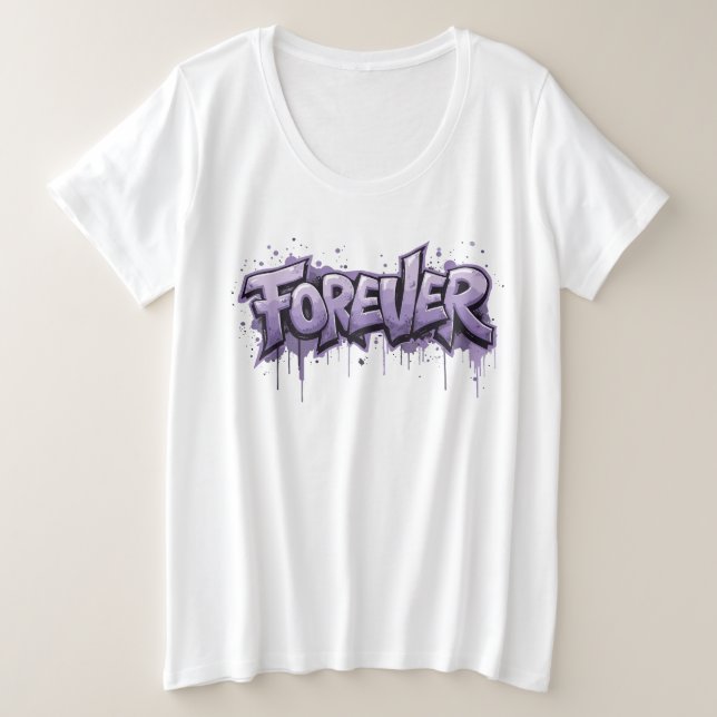Graffiti Lavender Infinity "FOREVER" Große Größe T-Shirt (Design vorne)
