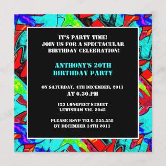 Graffiti Letters Anniversaire Invitation