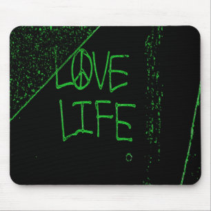 Graffiti "Liebe Life" Neon Green Mouse Pad Mousepad