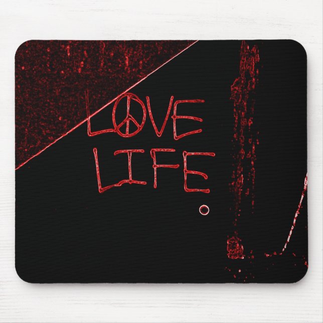 Graffiti "Liebe Life" Neon Red Mouse Pad Mousepad (Vorne)
