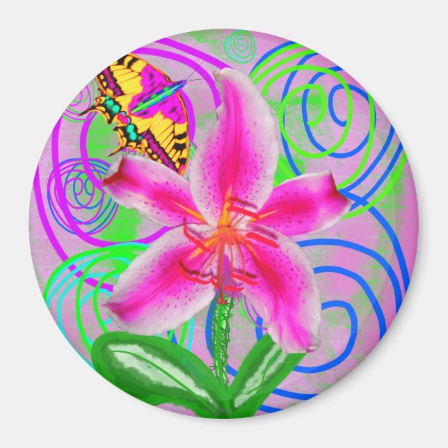 Graffiti Lily by Power Blume Magnet (Vorne)
