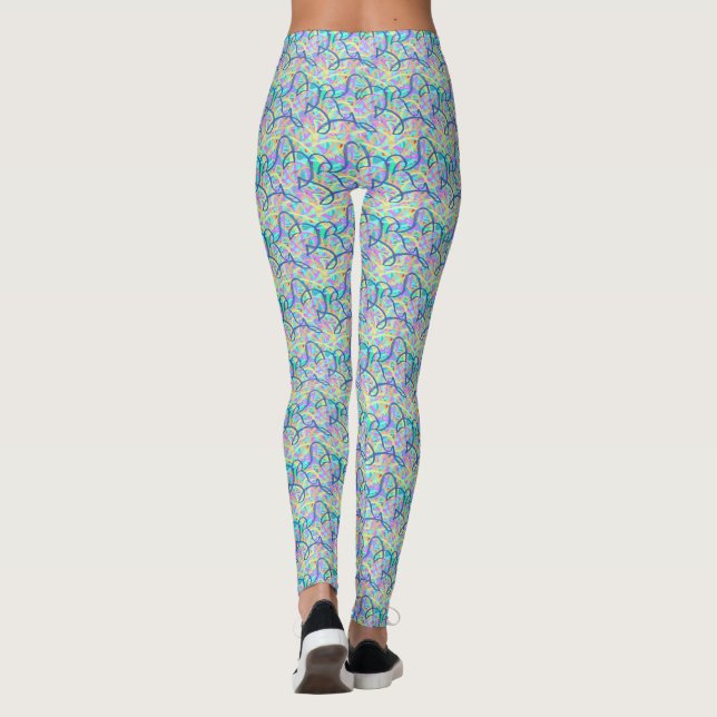 Graffiti Lines blue tone Yoga Leggings (Rückseite)