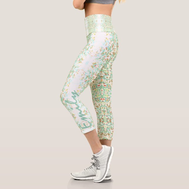 Graffiti Lines blue tone Yoga personalisiert C Capri Leggings (Links)
