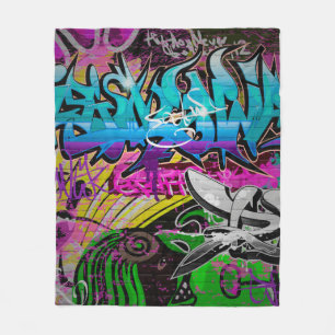Graffiti-Mauer, urbane Kunstgraffiti,Kunst,Wand,Gr Fleecedecke
