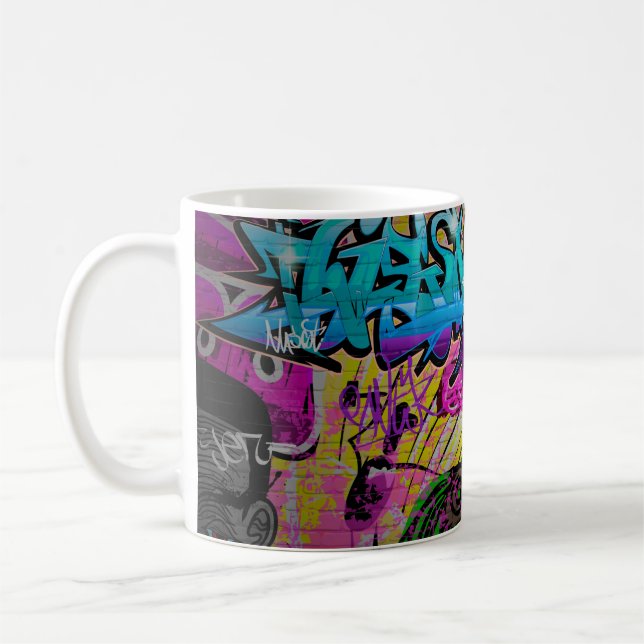 Graffiti-Mauer, urbane Kunstgraffiti,Kunst,Wand,Gr Kaffeetasse (Links)