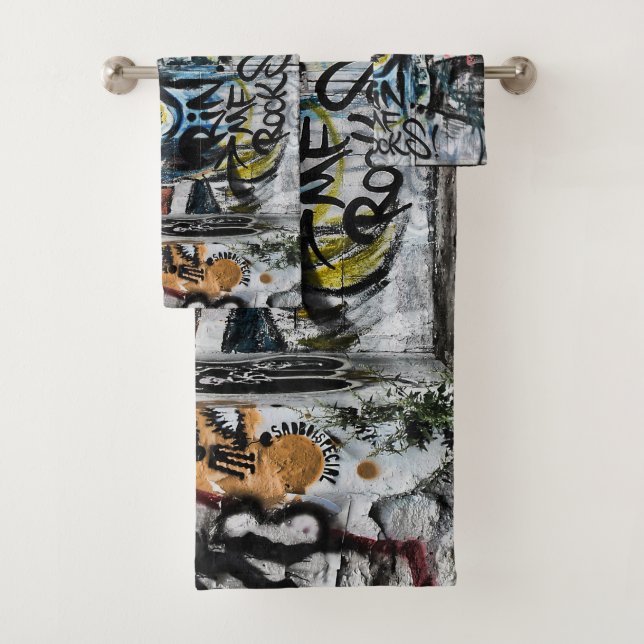 Graffiti Modern Coole Stadtstraße Kunst Badhandtuch Set (Insitu)