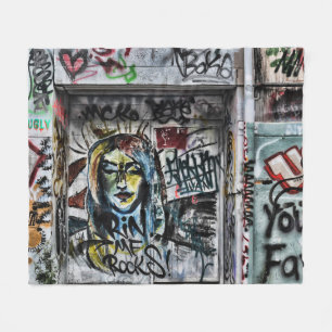 Graffiti Modern Coole Stadtstraße Kunst Fleecedecke