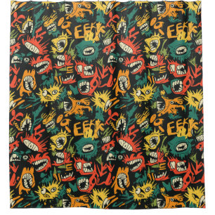 Graffiti-Monster Eek Black Halloween (1) Duschvorhang