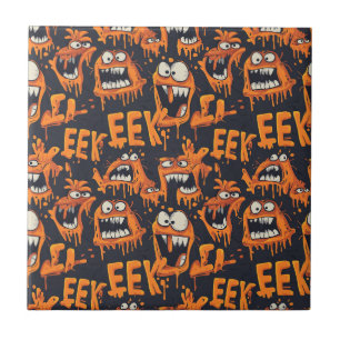 Graffiti-Monster Eek Black Halloween (2) Fliese