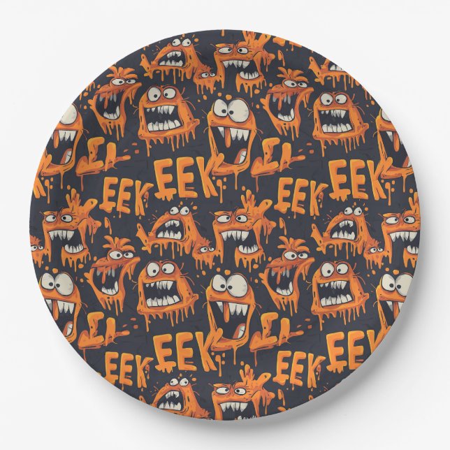 Graffiti-Monster Eek Black Halloween (2) Pappteller (Vorderseite)