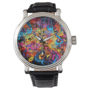 Graffiti Musical Notes Armbanduhr