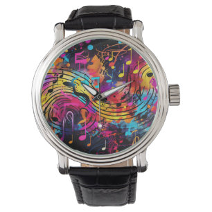 Graffiti Musical Notes Armbanduhr