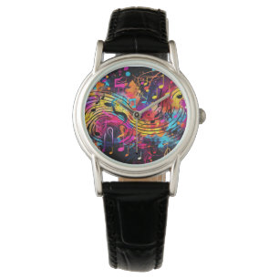 Graffiti Musical Notes Armbanduhr
