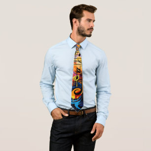 Graffiti Musical Notes Necktie Krawatte