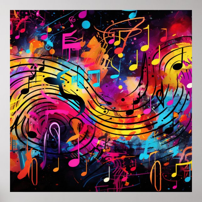 Graffiti Musical Notes Poster (Vorne)
