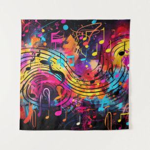 Graffiti Musical Notes Tapestry Wandteppich