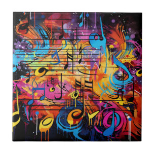 Graffiti Musical Notes Tile Fliese