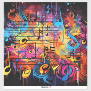 Graffiti Musical Notes Vinyl Sticker