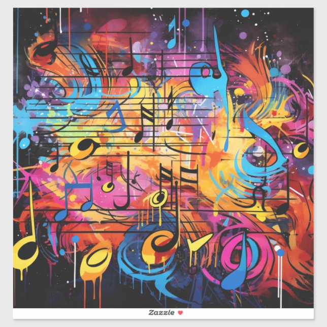 Graffiti Musical Notes Vinyl Sticker (Blatt)