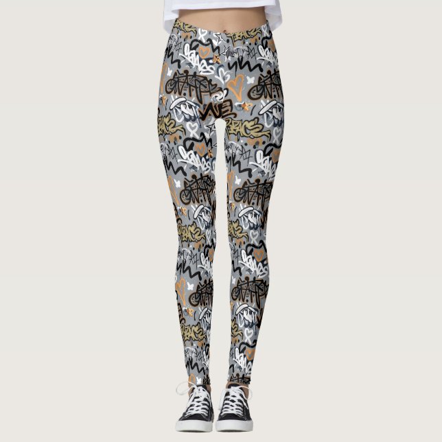 Graffiti-Muster Leggings (Vorderseite)