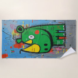 Graffiti-Nashorn-Charakter für Street Art Strandtuch