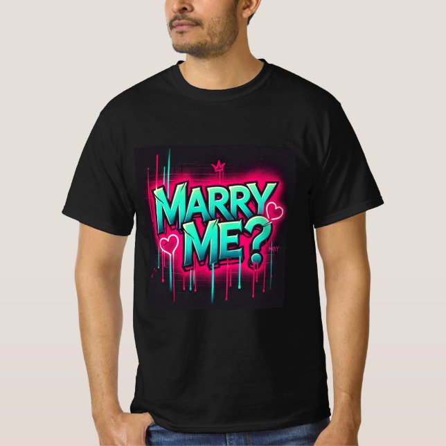 Graffiti Neon Marry Me Mens Tshirt (Vorderseite)