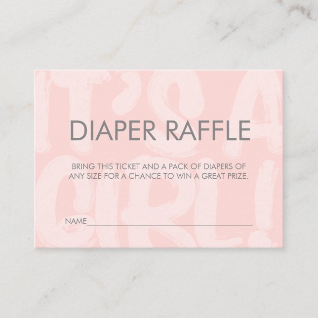 Graffiti Pink Babydusche Windelwanne Raffle Ticket Begleitkarte (Vorderseite)