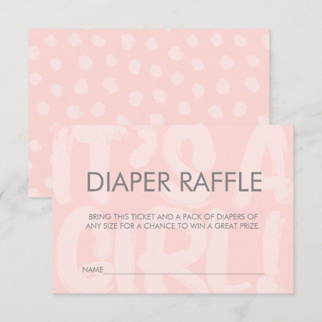 Graffiti Pink Babydusche Windelwanne Raffle Ticket Einladung (Vorne/Hinten)
