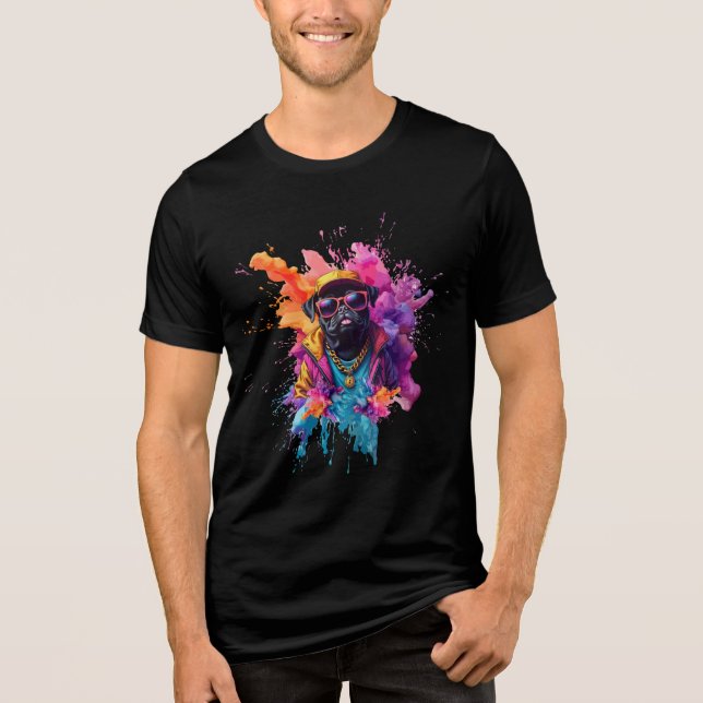 "Graffiti Pug T-Shirt – Urban Street Art Dog Tee f (Vorderseite)