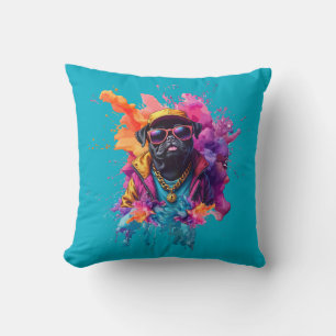 "Graffiti-Pug-Wurfkissen – Urbane Street-Art-Hund Kissen