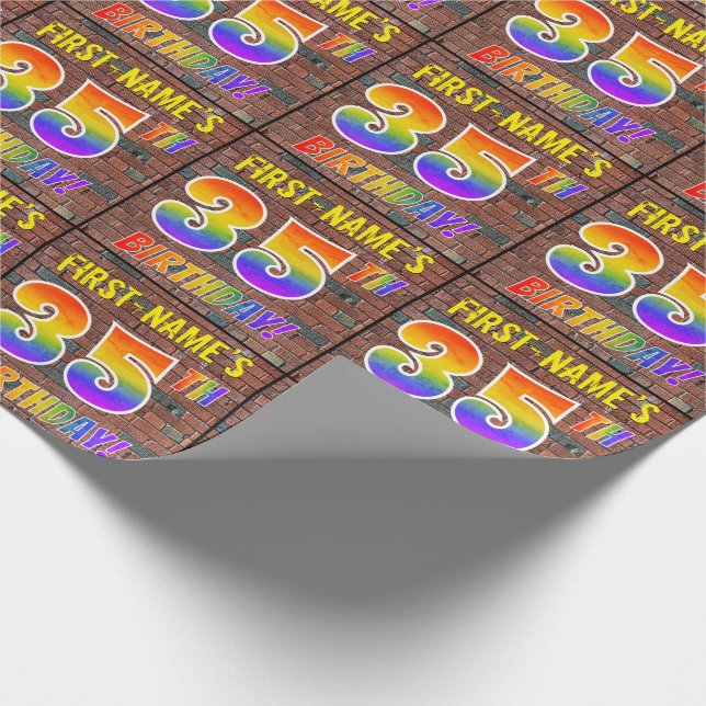 Graffiti Rainbow Look 35. GEBURTSTAG! & INDIVIDUEL Geschenkpapier (Ecke)