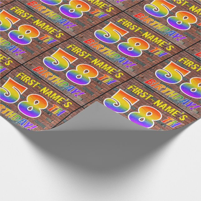 Graffiti Rainbow Look 58. GEBURTSTAG! & INDIVIDUEL Geschenkpapier (Ecke)