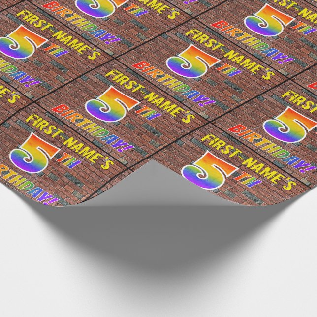 Graffiti Rainbow Look 5. GEBURTSTAG! & INDIVIDUELL Geschenkpapier (Ecke)