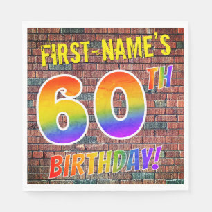 Graffiti Rainbow Look 60. GEBURTSTAG! + INDIVIDUEL Serviette