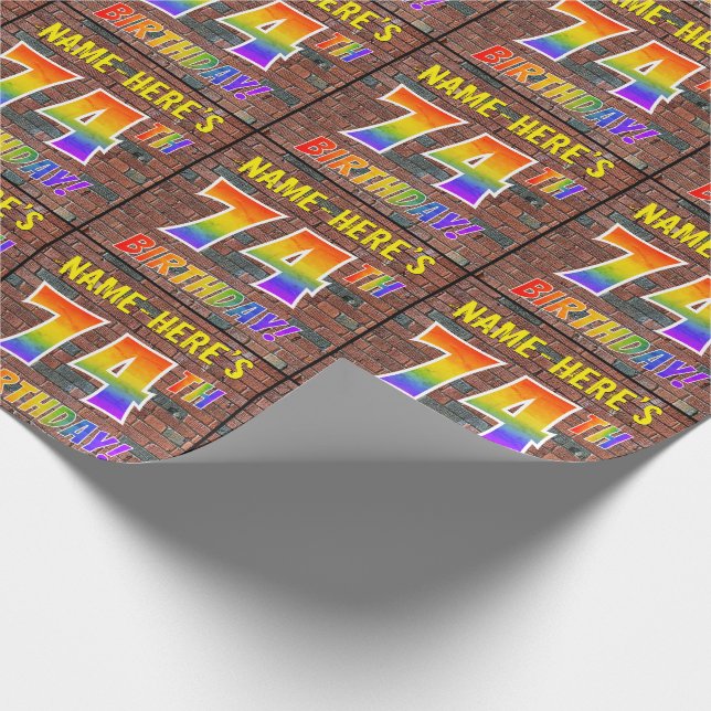 Graffiti Rainbow Look 74. GEBURTSTAG! & INDIVIDUEL Geschenkpapier (Ecke)