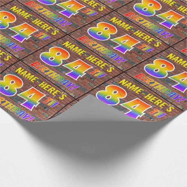 Graffiti Rainbow Look 84. GEBURTSTAG! & INDIVIDUEL Geschenkpapier (Ecke)