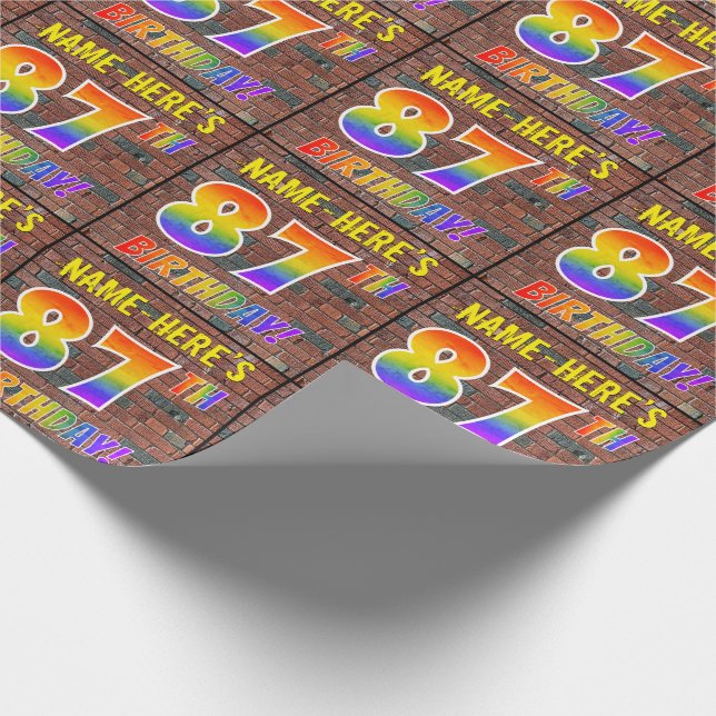 Graffiti Rainbow Look 87. GEBURTSTAG! & INDIVIDUEL Geschenkpapier (Ecke)