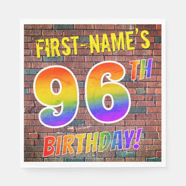 Graffiti Rainbow Look 96. GEBURTSTAG! + INDIVIDUEL Serviette (Vorderseite)