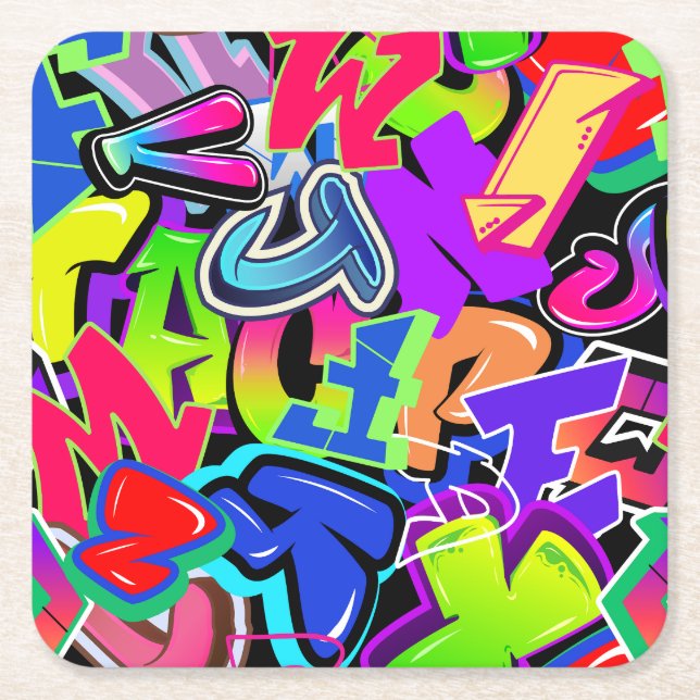 Graffiti Rechteckiger Pappuntersetzer (Vorderseite)