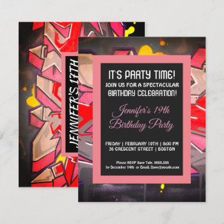 Graffiti Red Letters - Einladung zum Geburtstag