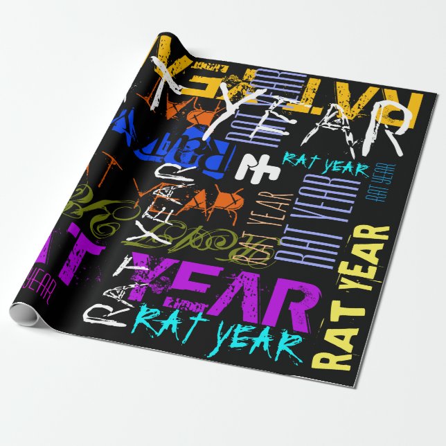 Graffiti reden das Wiederholen von Ratten-Jahr Geschenkpapier (Ungerollt)