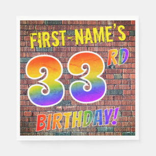 Graffiti-Regenbogen-Blick 33. GEBURTSTAG! + Serviette