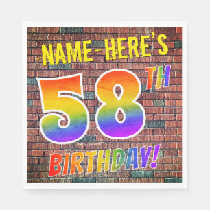 Graffiti-Regenbogen-Blick 58. GEBURTSTAG! + Serviette