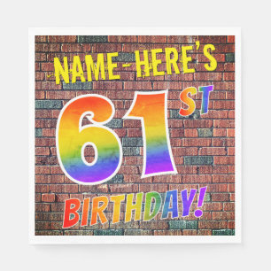 Graffiti-Regenbogen-Blick 61. GEBURTSTAG! + Serviette