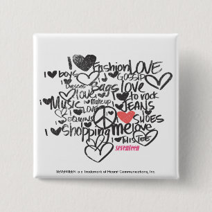 Graffiti-Rosa Button